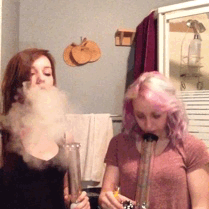 GIRLS SMOKING BONGS