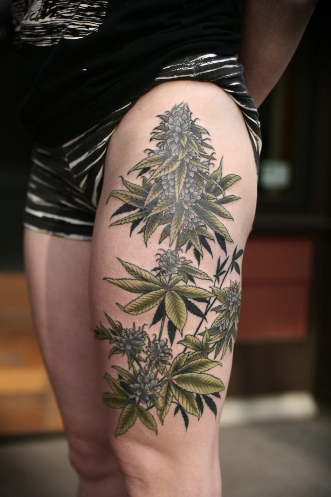 CoverUp of weed leaf I got done a couple years ago, not finished. Done by  Dylan West at Art by Ink Brisbane, Australia : r/tattoos